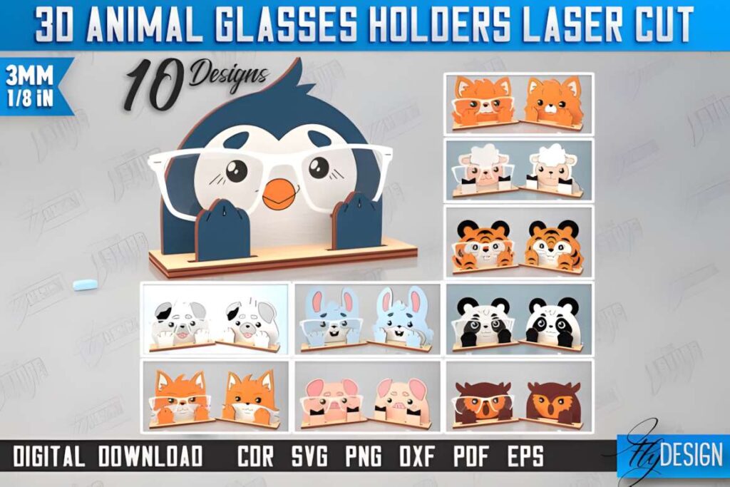 3D Glasses Holders Laser Cut Bundle CNC 3D Glasses Holders Laser Cut Bundle CNC