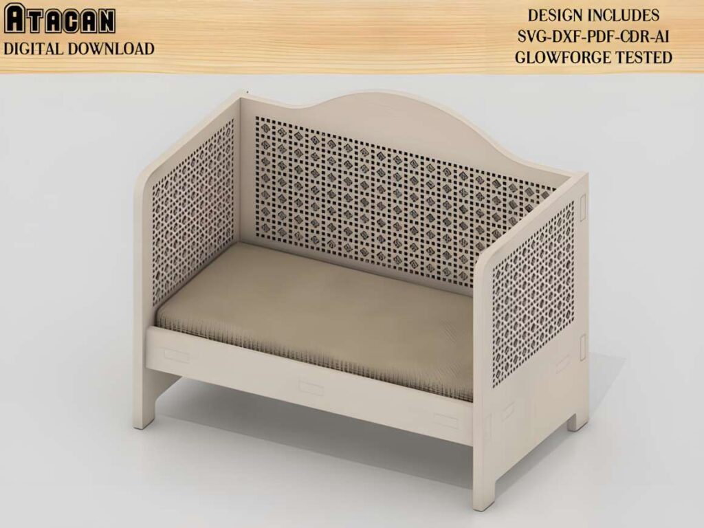 3d Furniture Bundle DollHouse Miniature Poster 2 3D laser cut files miniature dollhouse furniture sofa with intricate side and back panel patterns