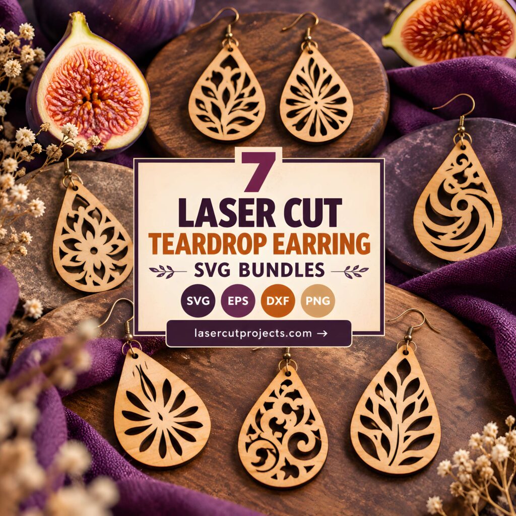 7 Laser Cut Teardrop Earring SVG Bundles