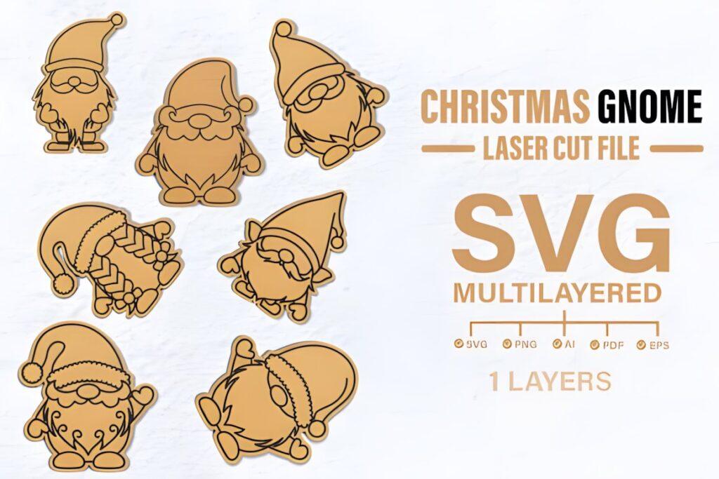 54 Christmas Laser Cut Files for Festive Laser Projects 56 Christmas Gnome laser cut file designs in various poses with multilayered SVG format for festive — Christmas Laser Cut Files