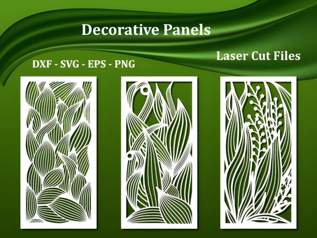 50 Laser Cut Steel Wall Art Ideas for Modern Home Decor 14 Three laser cut steel wall art ideas featuring abstract floral decorative panels with repeating leaf and plant patterns
