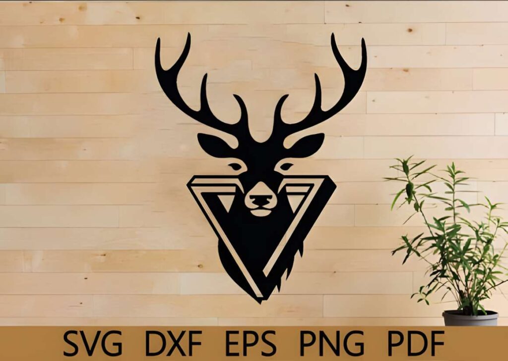 50 Laser Cut Steel Wall Art Ideas for Modern Home Decor 42 laser cut steel wall art ideas featuring a stylized deer head with large antlers on a wooden background