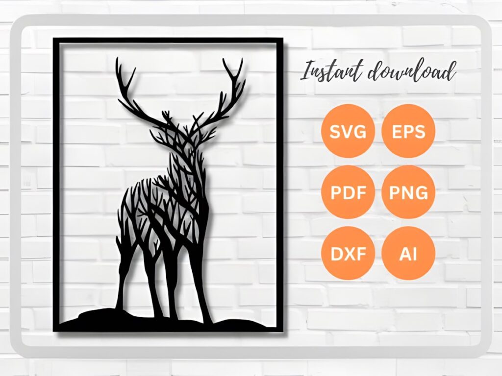 47 Laser Cut Wall Art Ideas for Stylish Home Interiors 52 Deer wall art laser cut file with intertwining tree-branch detail silhouette — laser cut wall art ideas