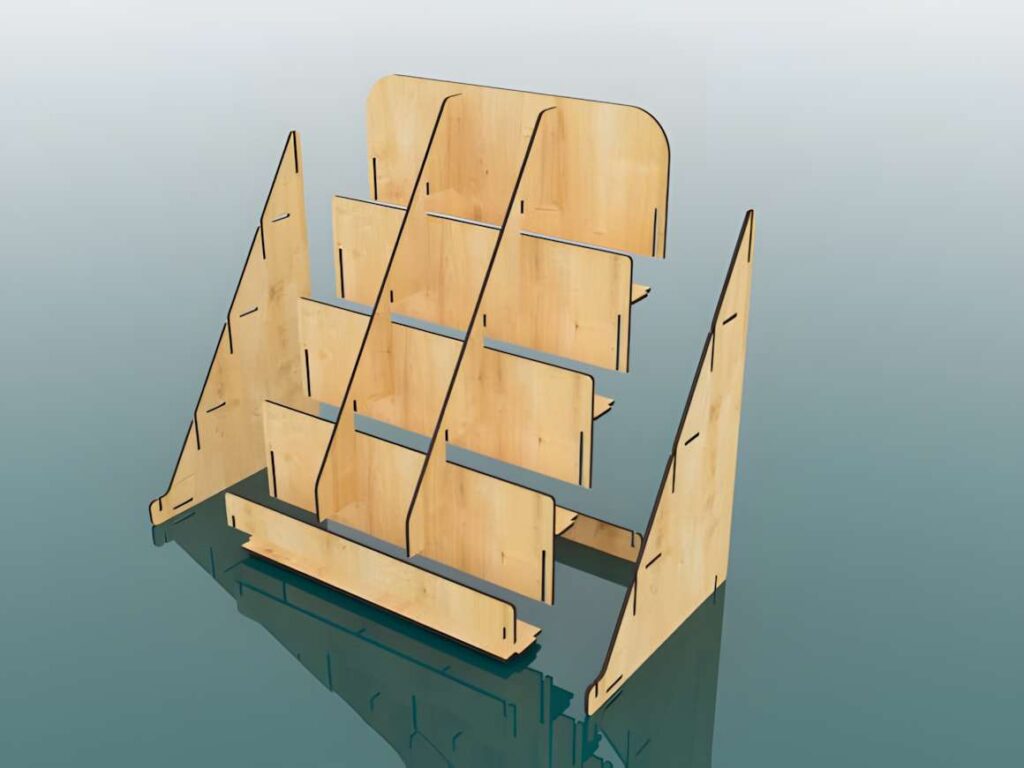 Display Stand Laser Cut Svg Files Poster 3 (2) Adjustable display stand made from 3D laser cut files with vertical shelves for 3-4 mm material