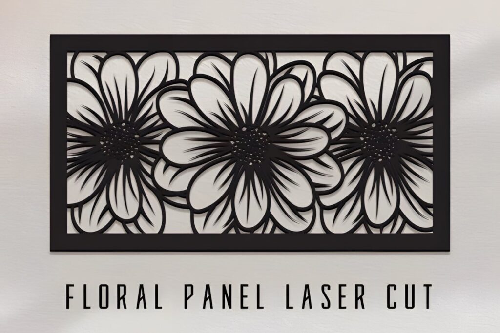 19 Laser Cut Panels for Interior Design to Make at Home 21 Black laser cut panels for interior design featuring a floral pattern with three large flowers