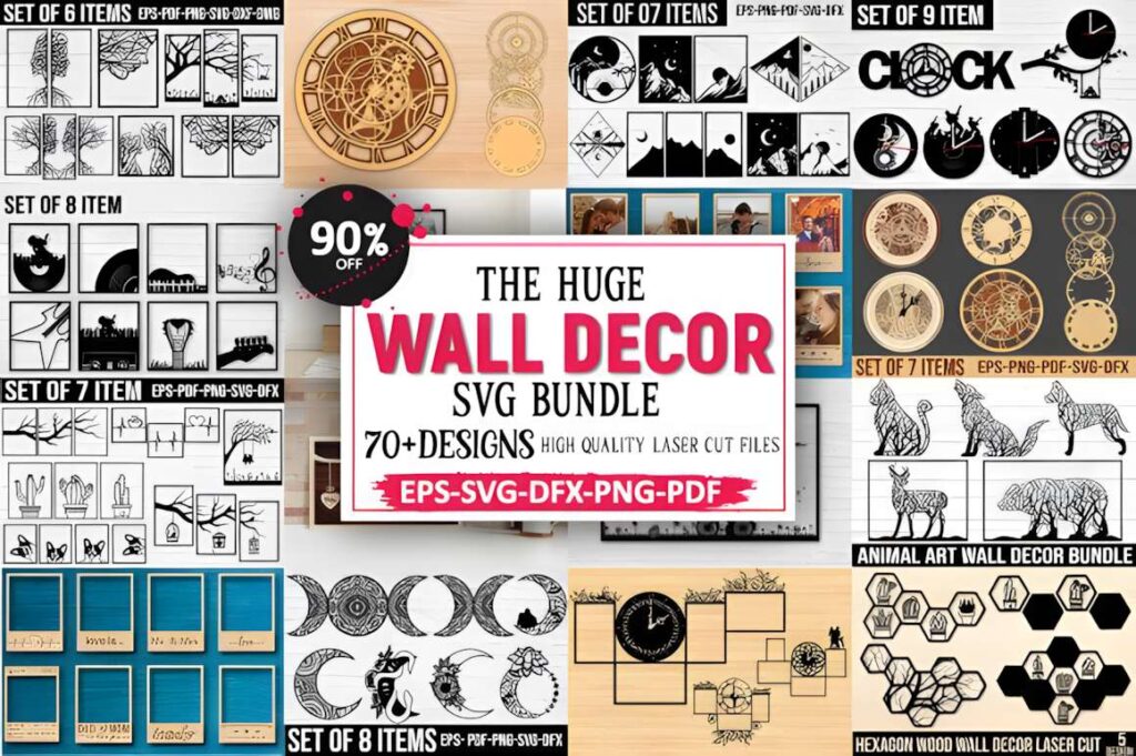 50 Laser Cut Steel Wall Art Ideas for Modern Home Decor 2 Huge wall decor SVG bundle with geometric, animal, celestial, and clock laser cut steel wall art ideas