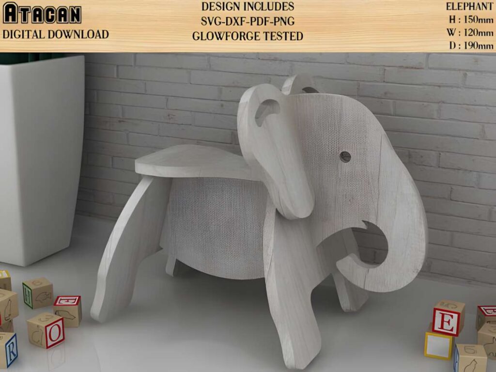 Laser Cut 3D Models Wooden DIY Puzzle Poster 2 3D laser cut files wooden elephant model with dimensions and file formats for creative laser projects