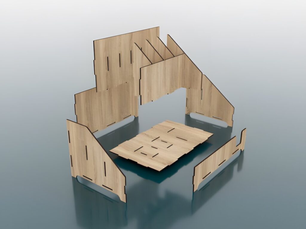 17 Laser Cut Desk Organizer Templates for DIY Laser Projects 7 laser cut desk organizer templates showing separate wooden panels with slots for assembly