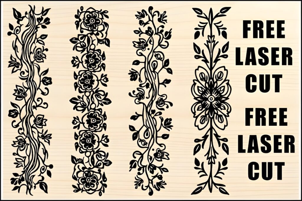19 Laser Cut Panels for Interior Design to Make at Home 20 Laser cut panels for interior design featuring floral border motifs in black on light wood background