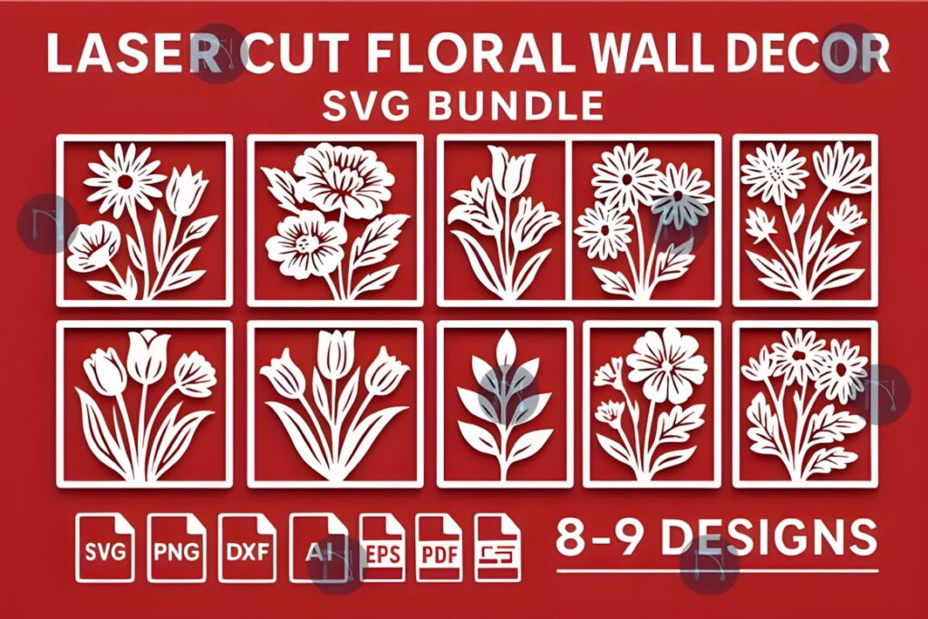 47 Laser Cut Wall Art Ideas for Stylish Home Interiors 71 Laser cut wall art ideas showing 8-9 square floral panels with crisp silhouettes and balanced negative space