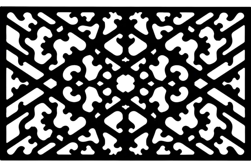 39 Outdoor Laser Cut Panels for Modern Outdoor Spaces 52 Black outdoor laser cut panels with intricate ornamental floral and geometric patterns for decorative screens and privacy
