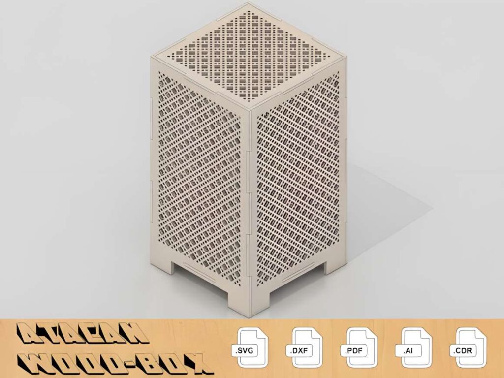 Light Box Lamp Laser Cut Files 233 Poster 3 3D laser cut files for a light box lamp with intricate geometric patterns on all sides