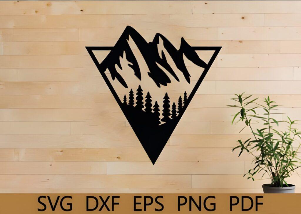 29 Laser Cut Metal Wall Art Ideas for Modern Home Decor 23 laser cut metal wall art ideas featuring a mountain silhouette with trees on a wooden wall
