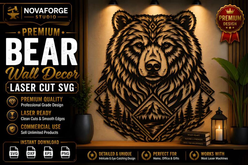 50 Laser Cut Steel Wall Art Ideas for Modern Home Decor 45 Laser cut steel wall art ideas featuring a detailed premium bear wall decor with geometric and nature elements