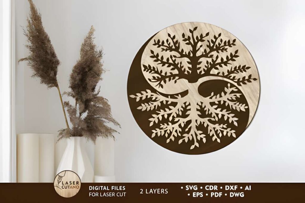 39 Outdoor Laser Cut Panels for Modern Outdoor Spaces 4 Round outdoor laser cut panel with a tree design featuring detailed branches and leaves — outdoor laser cut panels