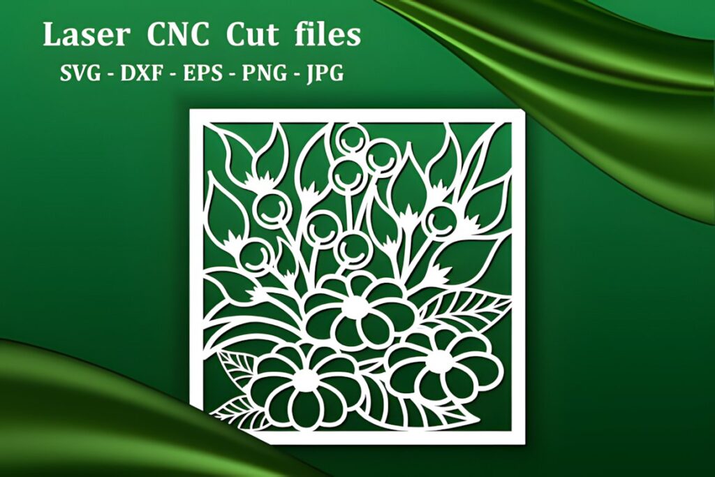 19 Laser Cut Panels for Interior Design to Make at Home 14 Laser cut panels for interior design featuring an abstract floral Art Deco pattern in white on green background