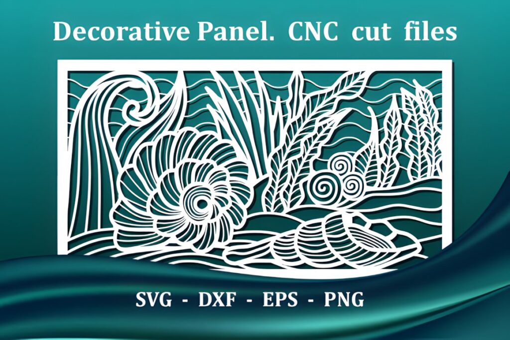 19 Laser Cut Panels for Interior Design to Make at Home 9 Nautical laser cut panels for interior design featuring underwater landscape with sea plants and seashells