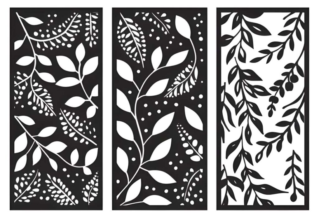 39 Outdoor Laser Cut Panels for Modern Outdoor Spaces 44 Outdoor laser cut panels with geometric and ornamental leaf patterns for decorative screens and partitions